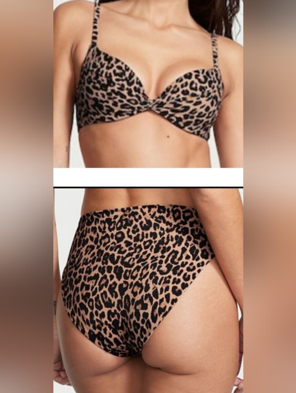 32B/S VS Swim Removable Push Up Bikini Top High Waist Bikini Set Leopard